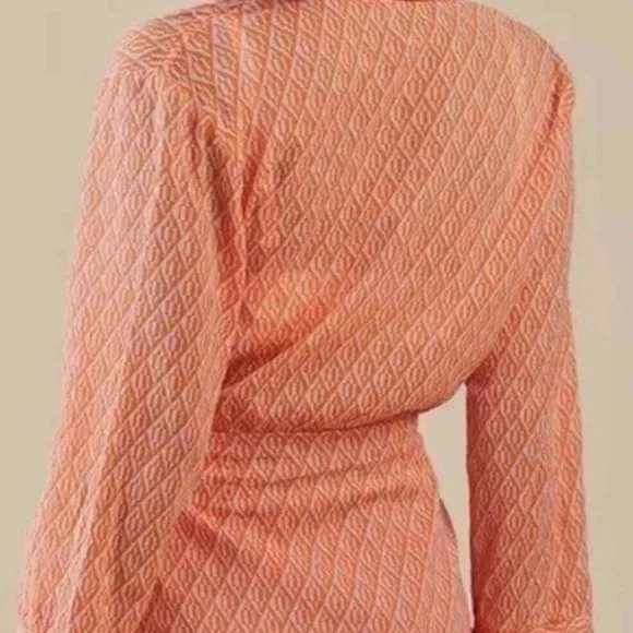 Free people Rillo orange beach dress Textured Button-Up Dress Sz large - Picture 2 of 7